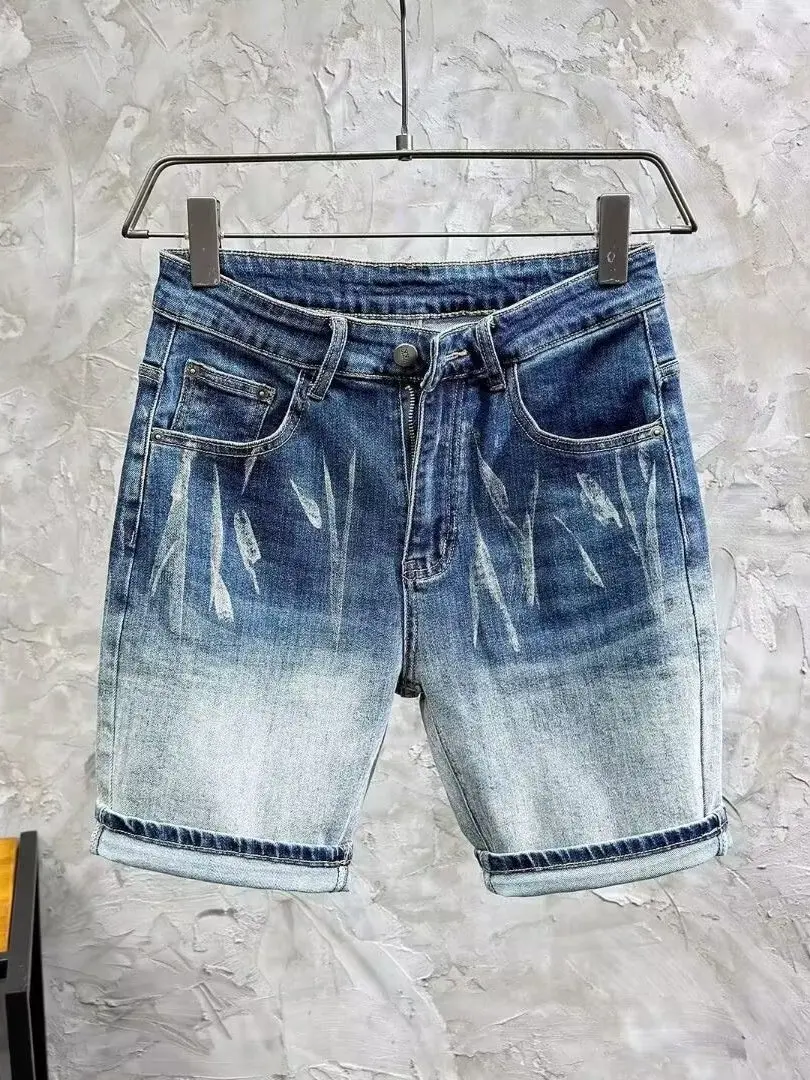Summer New Style American Retro Gradient Trendy Jeans Shorts Men Fashion Loose Match Five-Point Pants Youth Casual Wear