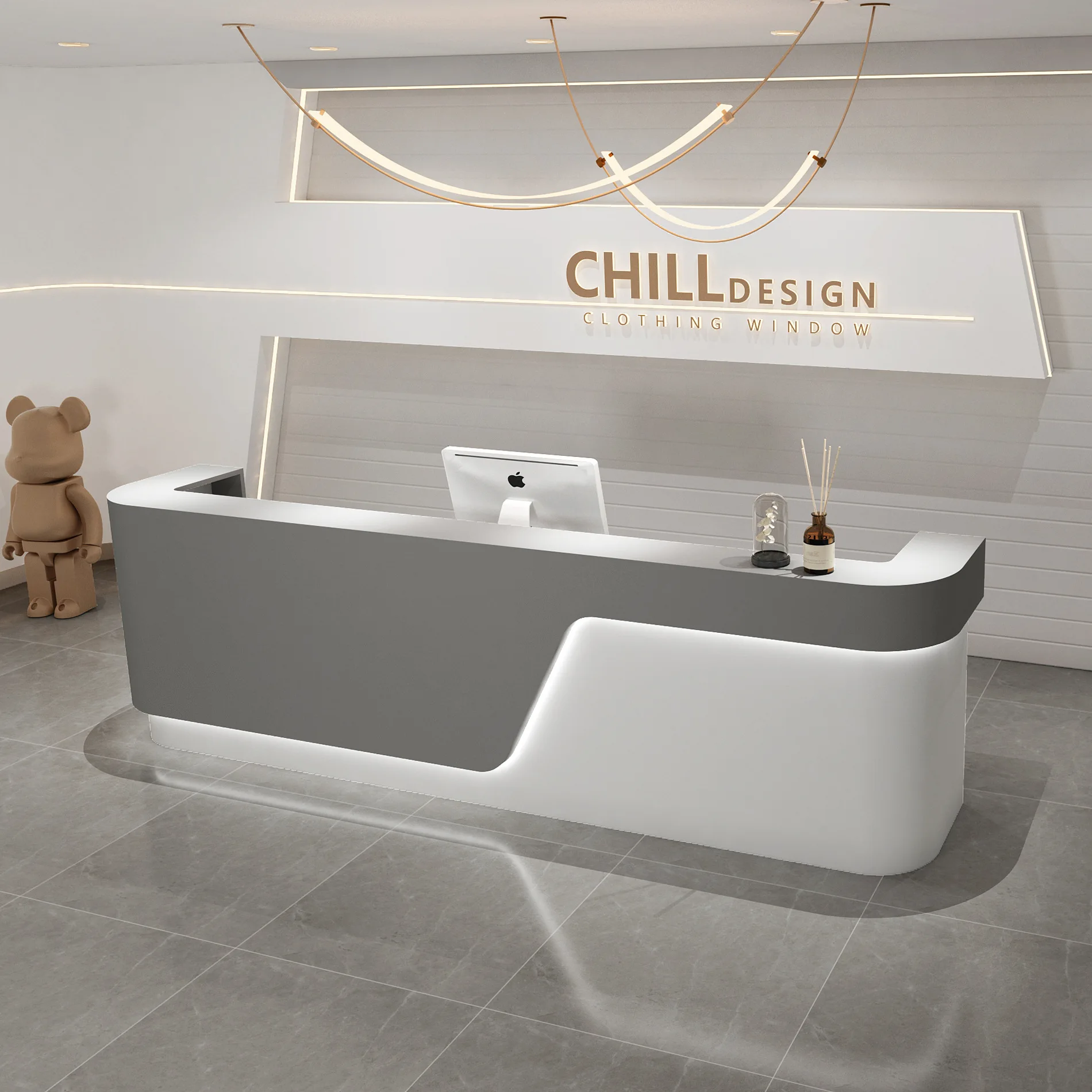 Simple modern beauty salon checkout page clothing store barber shop bar company reception desk dental clinic front desk