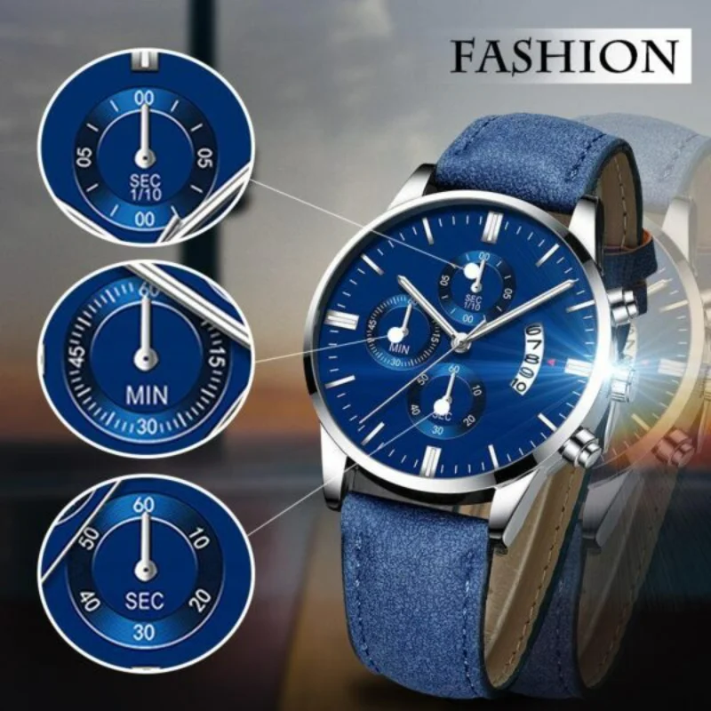 New Fashion Men's Watch Brand Luxury Male Quartz Watches Minimalist Casual Leather Strap Digital Calendar Wristwatch Men Clock