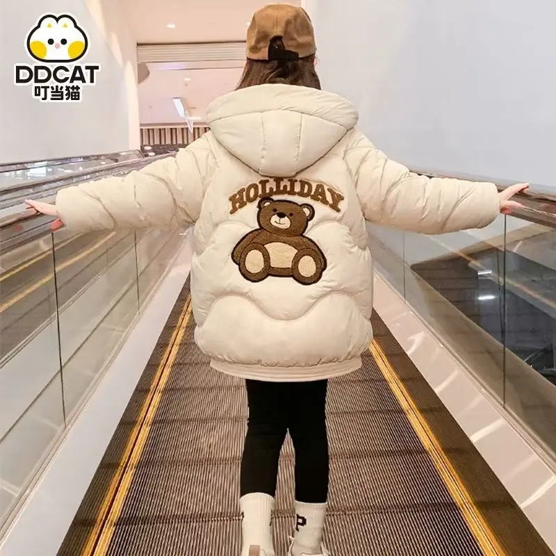 Autumn Winter Chldren's Parkas Teen Fashion Thicken Warm Coats Girls Cute Cartton Jackets Kids Birthday Gift Kids Hooded Coat