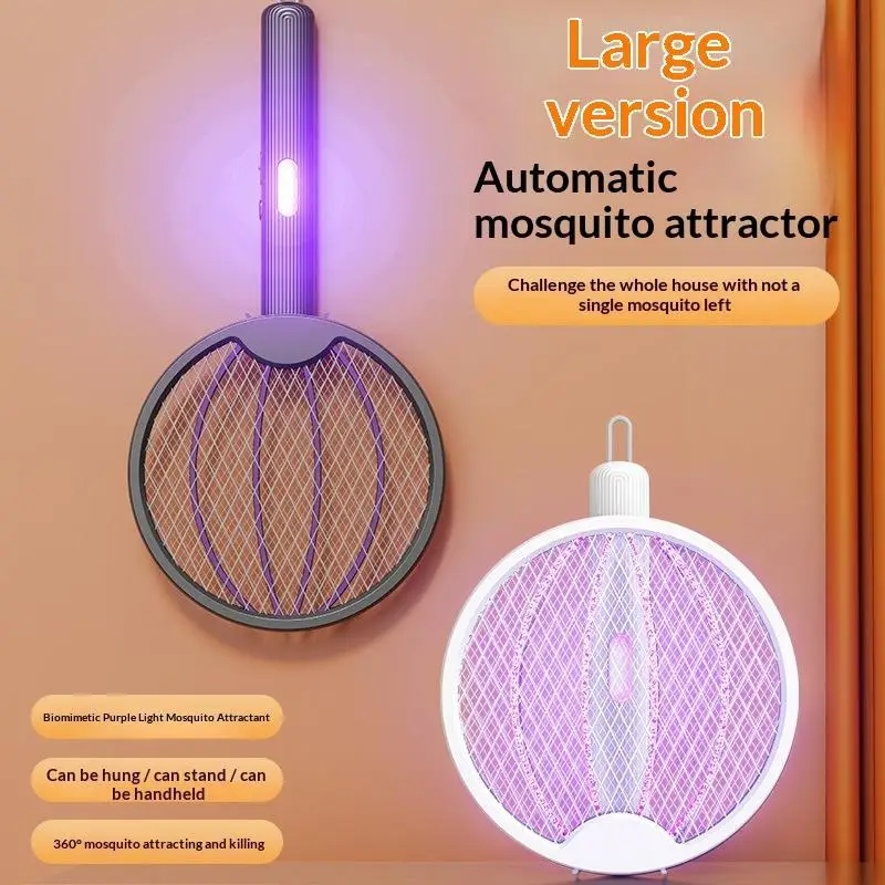 Foldable 3 In 1 Electric Mosquito Swatter With UV Attract Light And Safe Mesh Perfect For Home Bedroom Patio Use