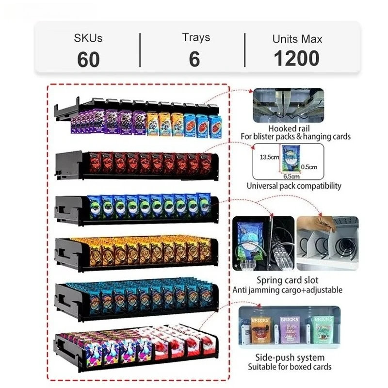 Collectible Card Machine Automatic Vending Dispenser Mystery Boxes for Retail Stores Customized