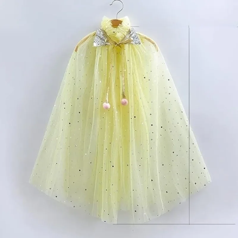 Princess Tulle Cloak Star Sequins Gauze Cape Sparkle Shawl Colorful Party Stage Evening Photo Shooting Holiday Dress Decor Kit
