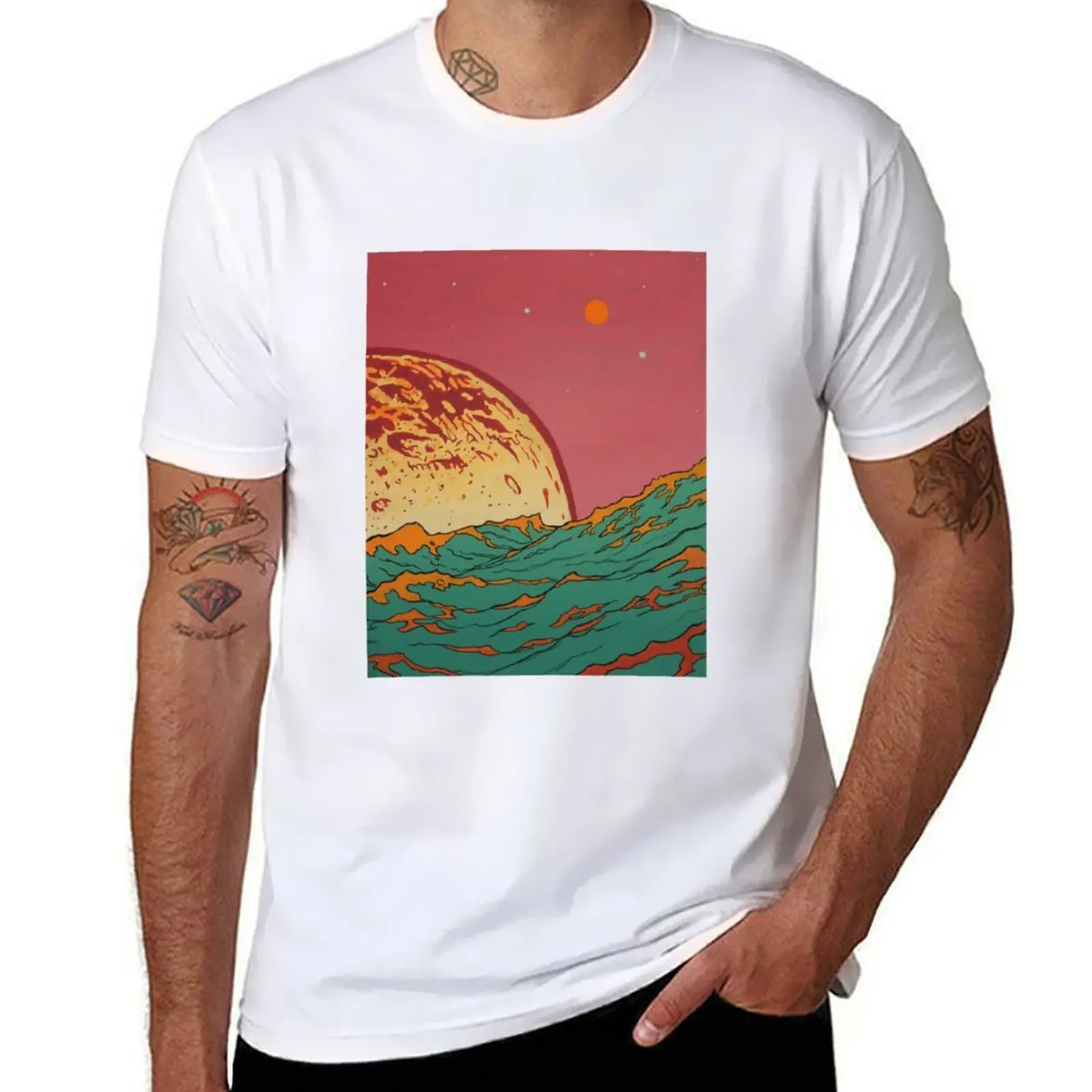 

Moon Seascape T-Shirt essential t shirt cotton t shirts man 100% funny t shirts dark humor T-shirt