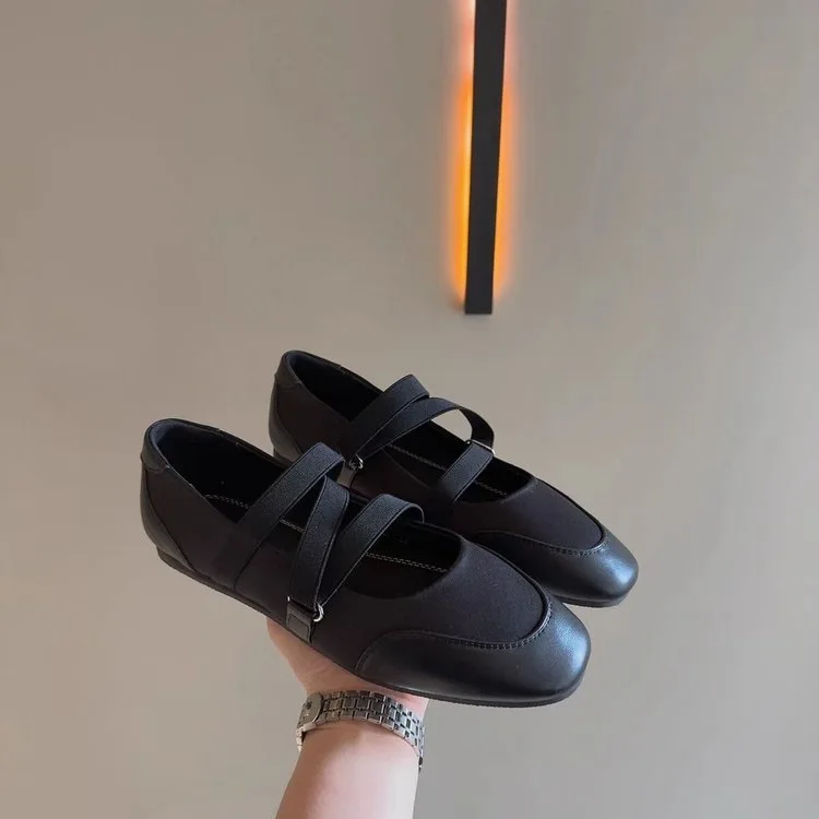 Nuevos Zapatos Planos Mary Jane - Zapatos de Punta Redonda Inspirados en el Ballet con Correa Elástica, Zapatos de Trabajo Vintage para Mujer