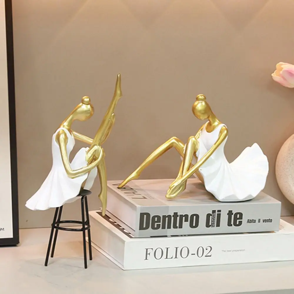 

Kawaii Nordic Style Ballet Girl Statue Cartoon Exquisite Resin Ballet Dancer Figurine Mini Romance Modern Abstract Art Statue