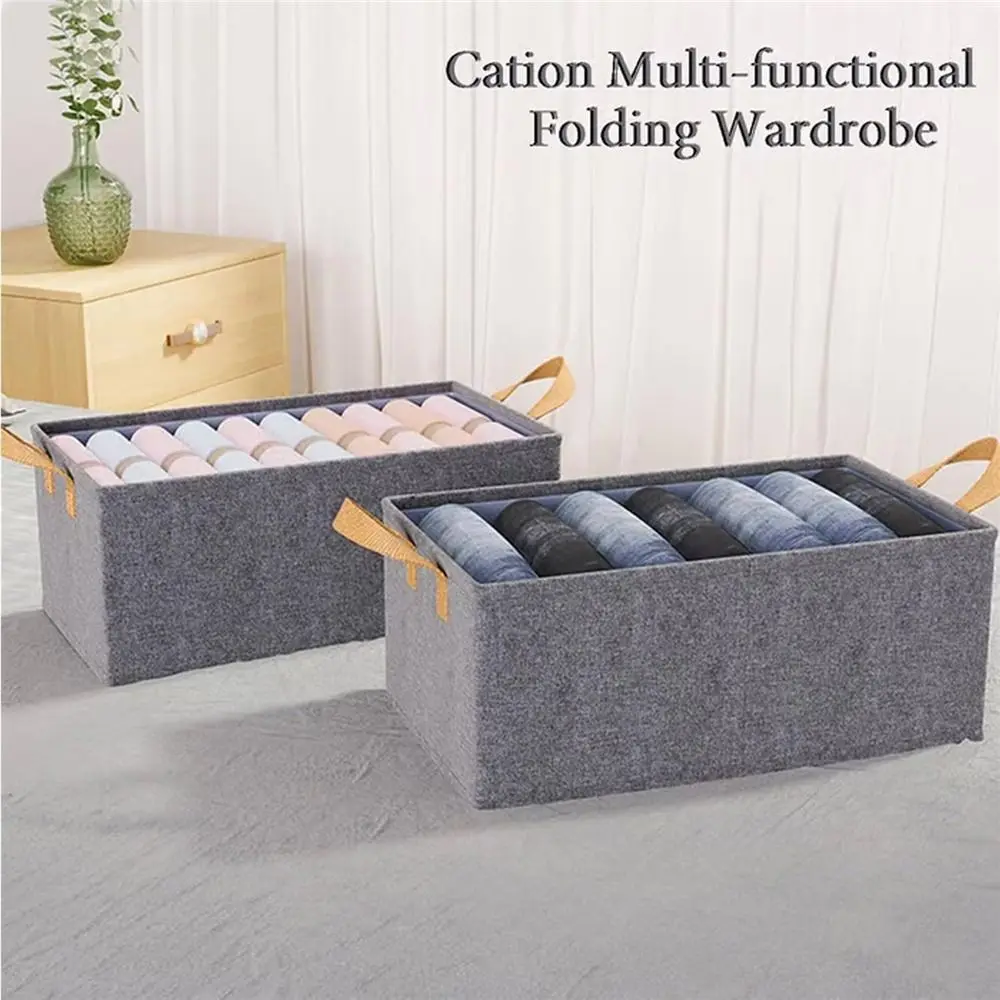 

1pcs Folding Clothing Storage Box Cationic Fabric Fabric Box Ultra Space Multifunctional Closet Organizer Underwear Organizer