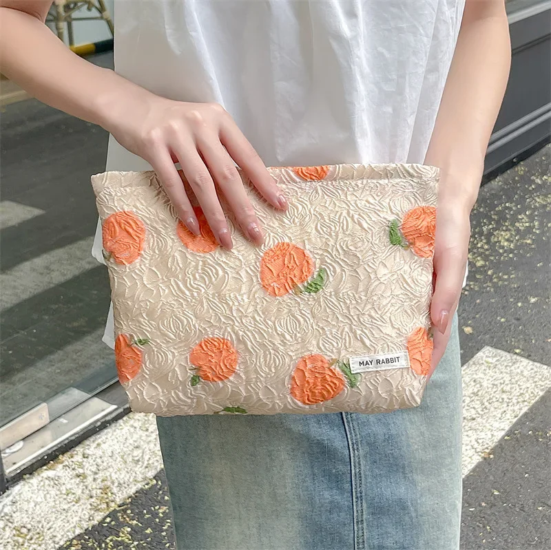 Retro Jacquard Ladies Floral Cosmetic Bags Vintage Flower Women\'s Grocery Storage Bag Clutch Purse Makeup Cases Girls Handbags