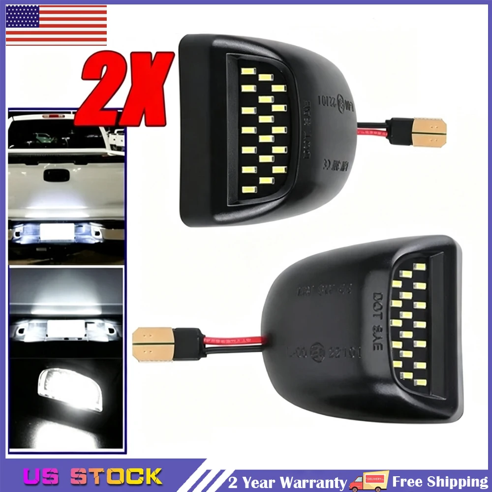 2PCS NEW Car Full LED License Plate Light Tag Lamp Assembly 22794700 For GMC Yukon Sierra 1500 2500 Chevy Pickup Tahoe Silverado 1500 2500 3500 Car 12V LED Rear View Light