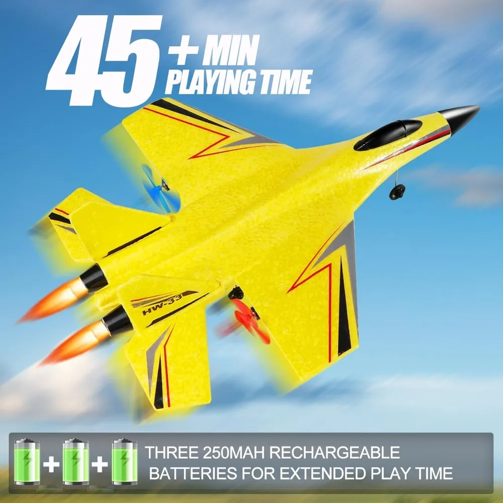 Brinquedos de avião RC para adolescentes: planador de espuma de 2 canais e jato de caça para maiores de 14 anos