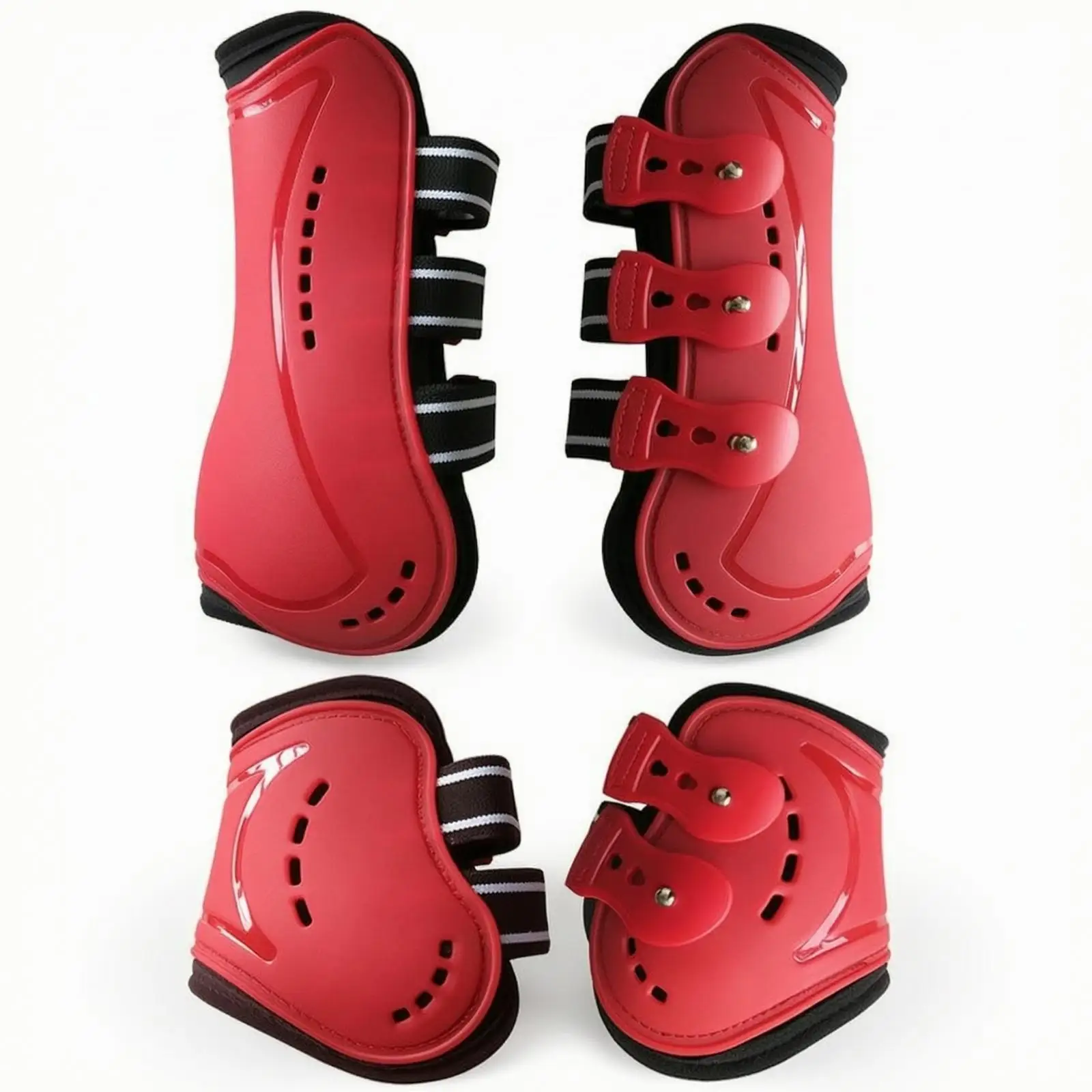 Full Set Horse Leg Boots Front Hind Guards with Contoured Fit and Adjustable Closures for Equestrian Jumping Sports