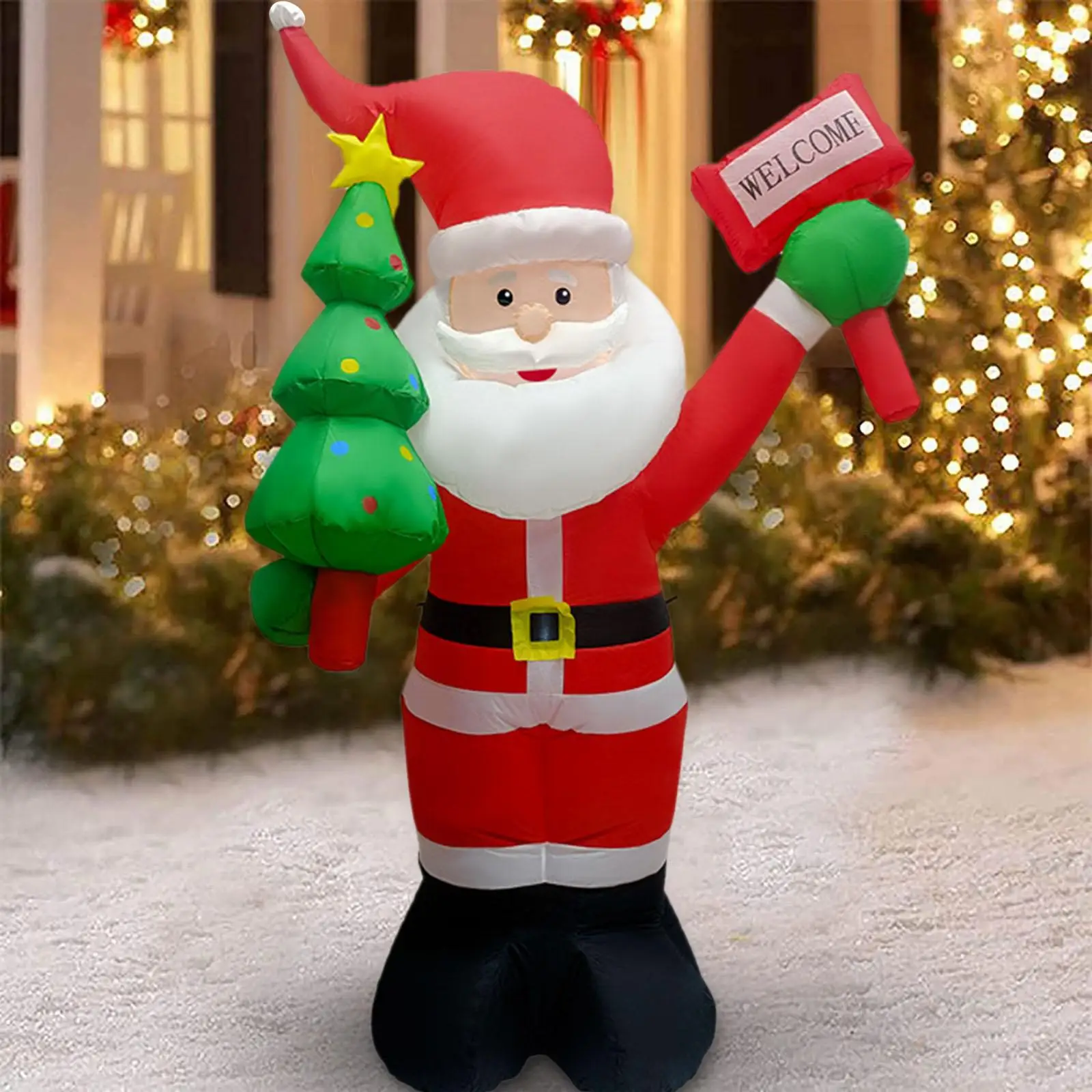 182cm Christmas Santa Inflatable Decoration US 110V Waterproof Outdoor Decor Xmas Ornament for Winter Yard Decor Lightweight