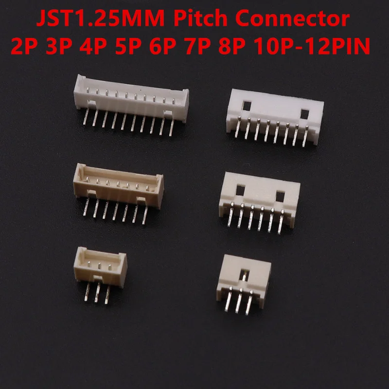 20PCS MICRO JST 1.25 1.25MM Pitch Connector 2P 3P 4P 5P 6P 7P 8P 10P-12PIN Straight Pin Header/Right Angle Curved Needle Socket