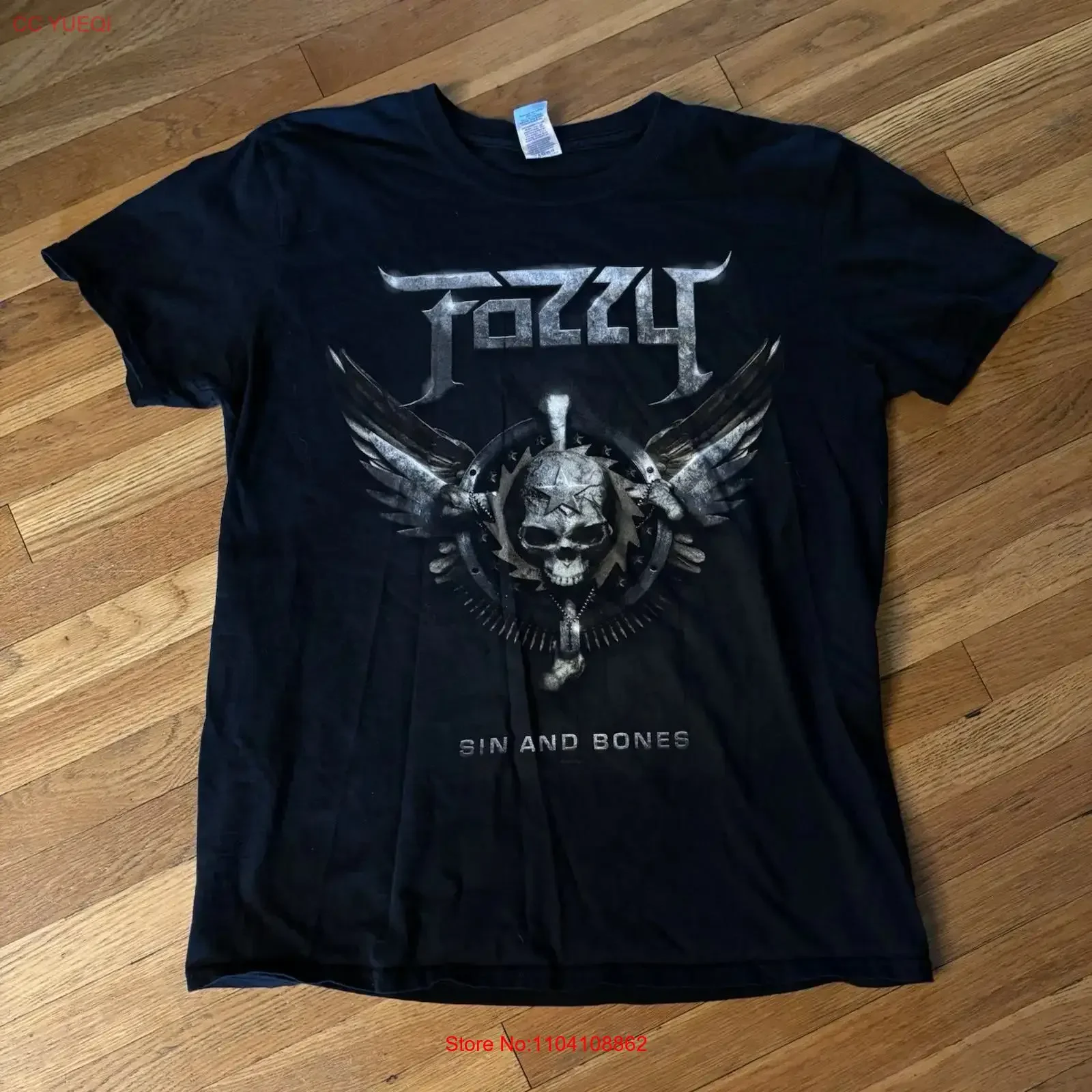 Camiseta Fozzy 2012 Sin and Bones Tour, talla L, estilo jersey, rock, metal, vintage, lavada, ligeramente estilo streetwear, gráfico versátil, elegante