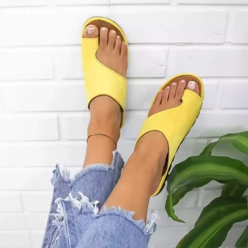 Women Summer Sandals Comfy Platform Flat Shoes Sole Ladies Casual Soft Big Toe Foot Sandal Orthopedic Bunion Corrector Slippers