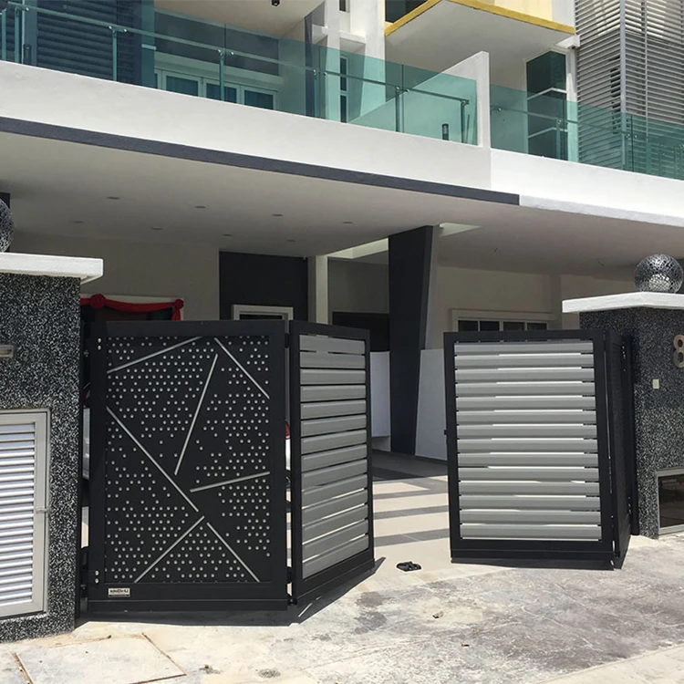 Customized House Villa Garden Aluminium Bifold Gate Entrance Electric Auto Aluminum Sliding Folding Gates Set Customizable