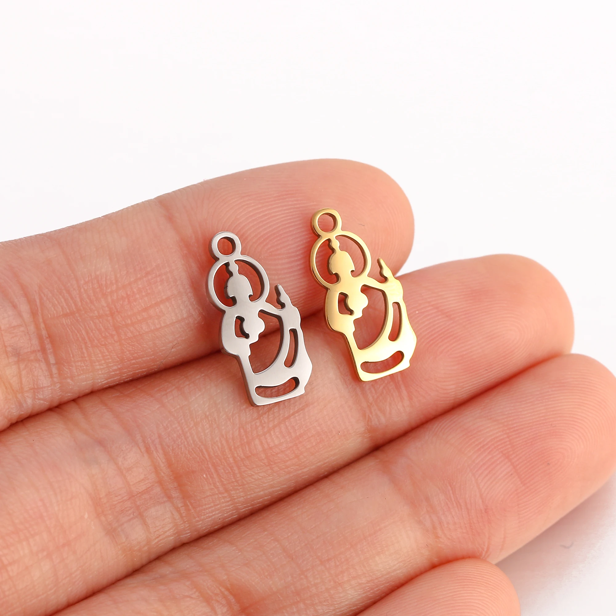 5Pcs/Lot Virgin Mary/Love Letter/Heart Dog Charms Stainless Steel Bracelets Earring Pendants For DIY Jewelry Making Accessories