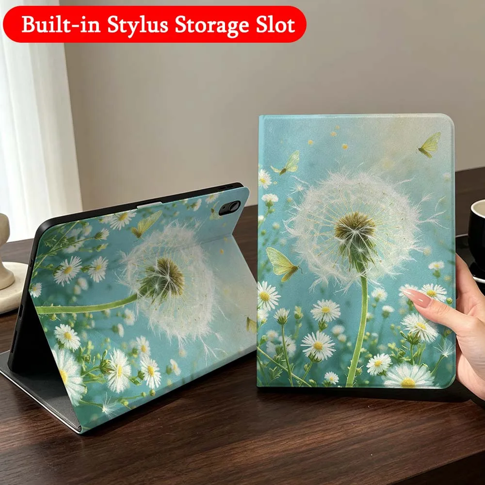 

Chrysanthemum Dandelion For iPad Mini Pro Air 5 6 7 8 9 11 9.7 7.9 10.9 13 12.9 inch Folding Automatic Sleep/Make Tablet Case