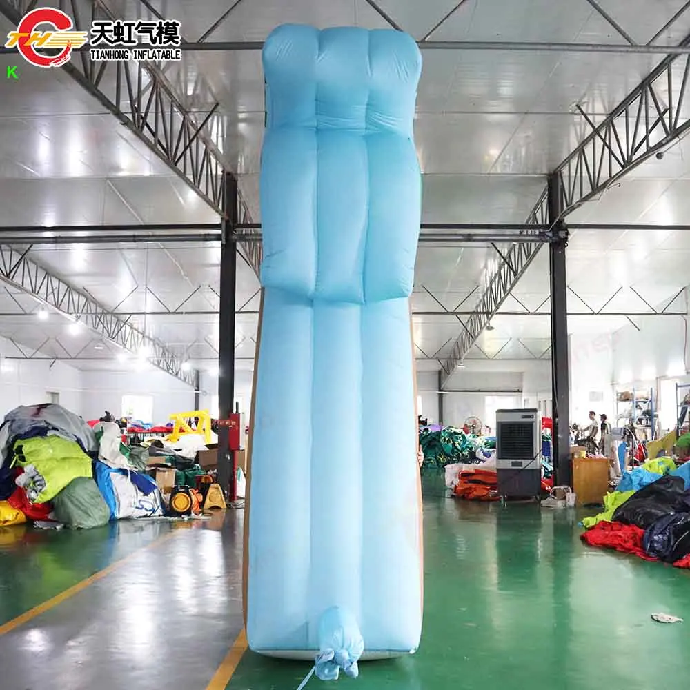 6x4m ブルー インフレータブル パームアーチ ゲート エントランスデコレーション ココナッツツリーアーチドア ビーチ芝生装飾用