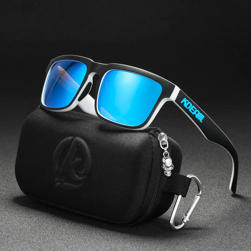 Neue hochwertige quadratische Sonnenbrille für Herren der Marke KDEAM, farbige Sport-Polarisations-Sonnenbrille mit reflektierender Beschichtung und verspiegelten Gläsern – Detail 23