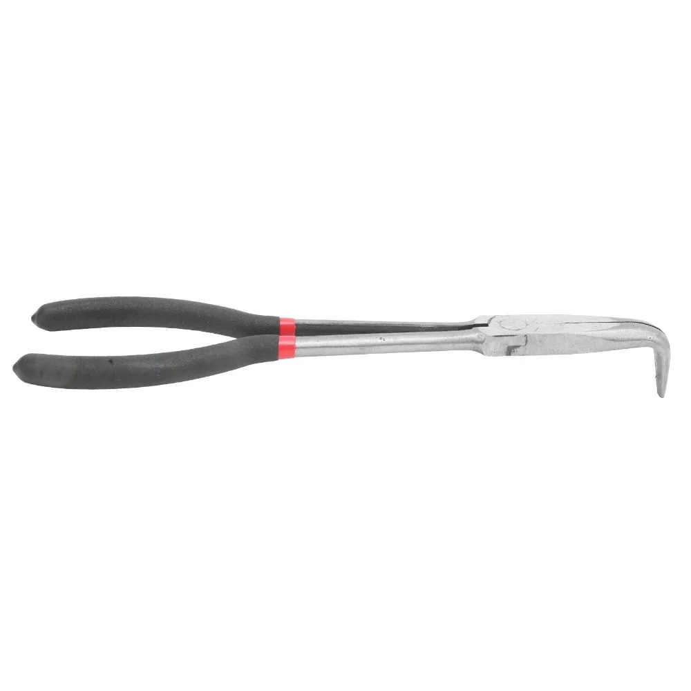 High-carbon steel Needle Nose Pliers High Temperature Quenching 11in Length 90° Pliers Silver 90 Degree Curved Nose Plier