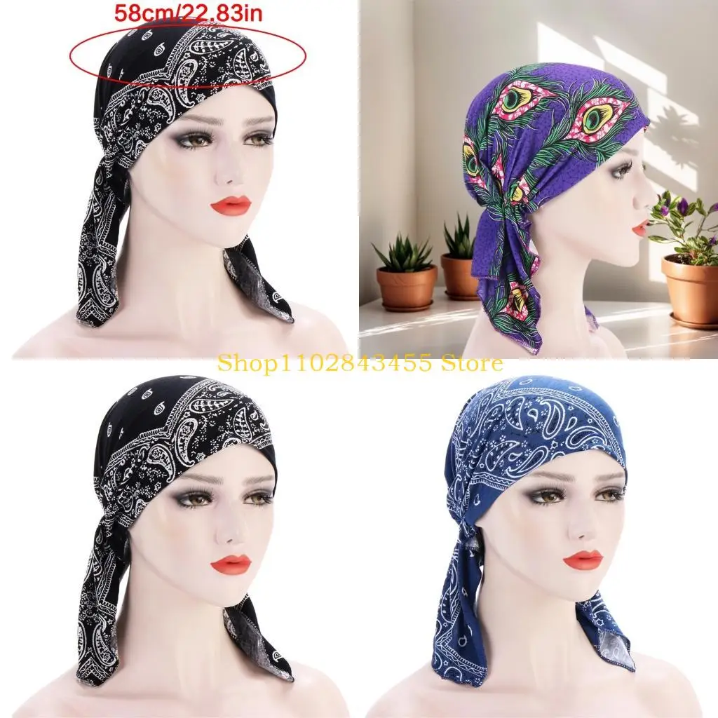 49MC Women Head Wrap Headwear African Women's Hijab Floral Soft Breathable Turban for Any Season Women Hijab