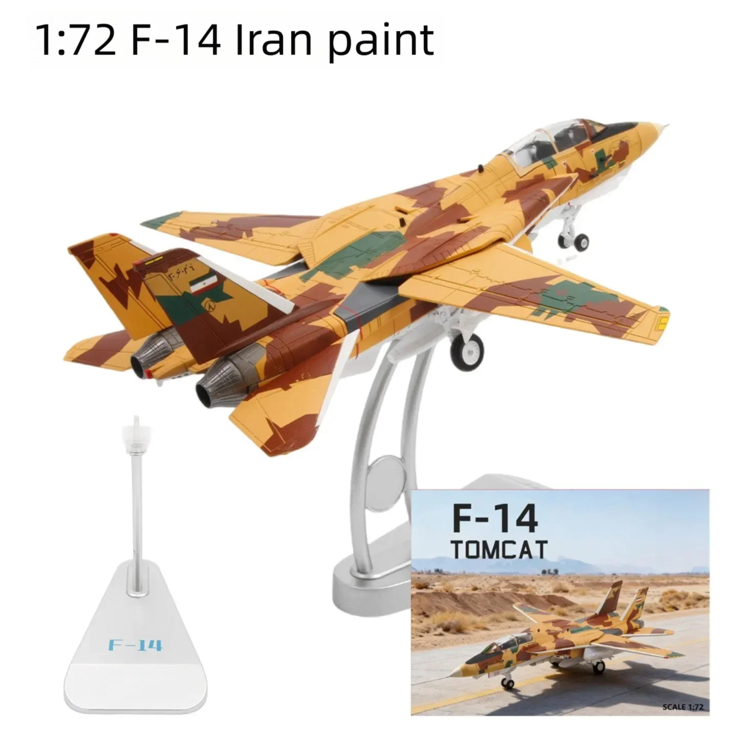 Modèle d'avion de chasse F14 de l'armée de l'air iranienne à l'échelle 1:72, en alliage moulé sous pression, pour collection, souvenir ou cadeau.