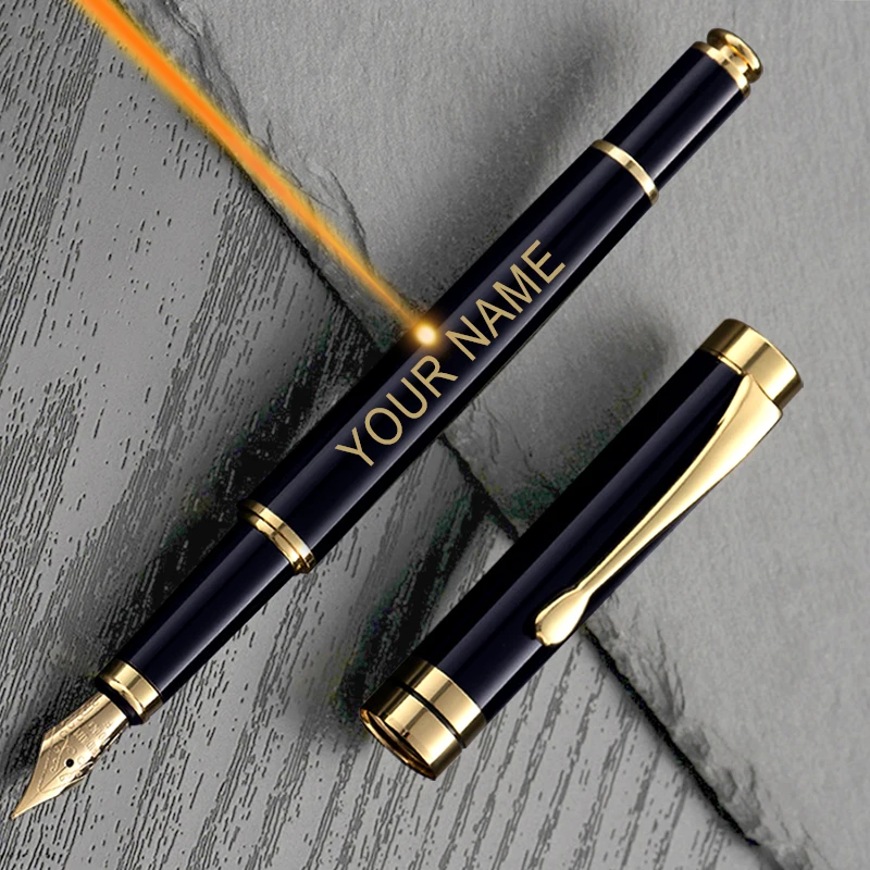 

Custom Engraving Fountain Pen Golden Text School Supplies 2024 Stationery Men Luxury High Quality Writing Office Metal Pretty