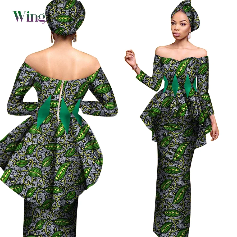 Vestiti africani per le donne 2 pezzi gonna africana e set Ankara stampa moda donna africana Boubou Dashiki Suit WY2566