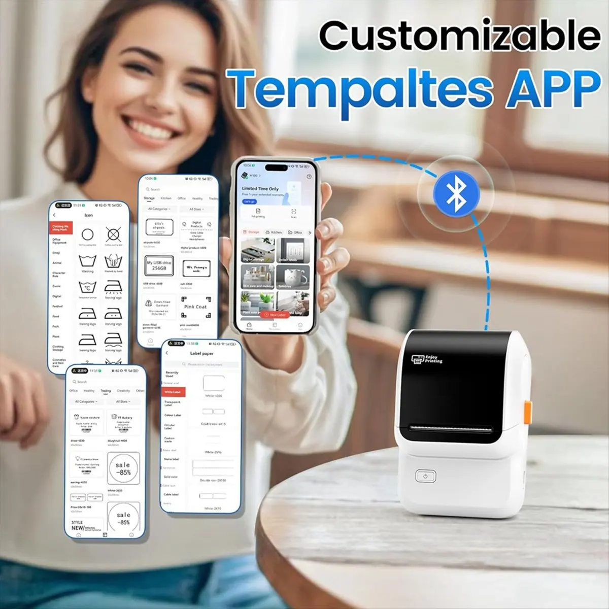 

Этикетировочная машина BOFF, этикетировочная машина с Bluetooth, совместимая с мобильными телефонами и компьютерами, портативная этикетировочная машина без чернил для адресных этикеток B
