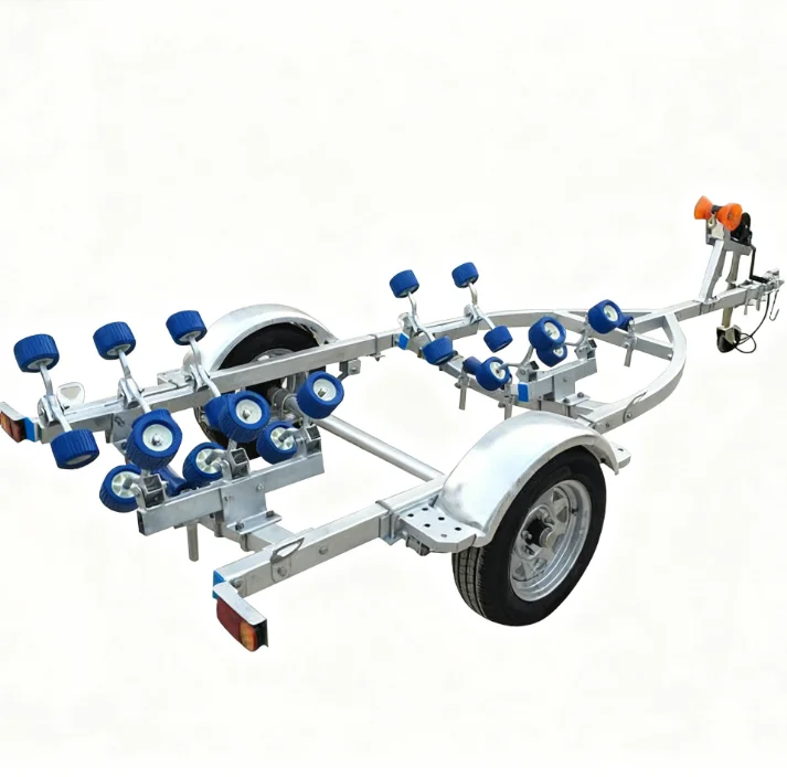 Hot-Dip Galvanized Powder Coated Double Axle Boat Trailer Corrosion Resistant Towing Frame for Yacht Kayak Inflatable Boat