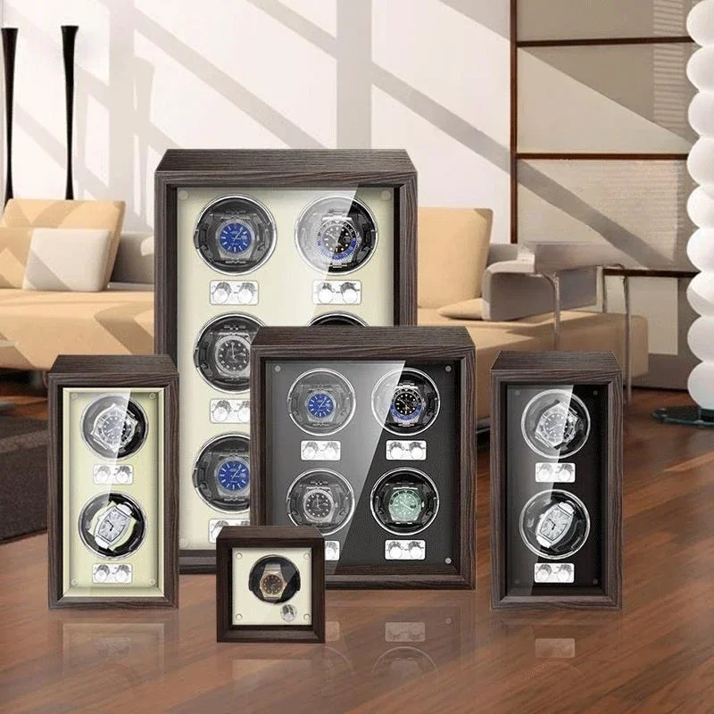 Top Rotating Watch Display Box Wood Automatic Watch Winder Box Luxury Organizer Zero Magnetism Silent Watches Case Storage Box