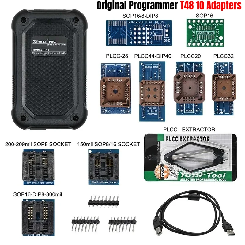 newbest-programmeur-original-xgecu-t48-prenant-en-charge-plus-de-34000-circuits-integres-pour-eprom-mcu-spi-nor-nand-flash-emmc-testeur-d'ic-pk-tl866cs-tl866ii