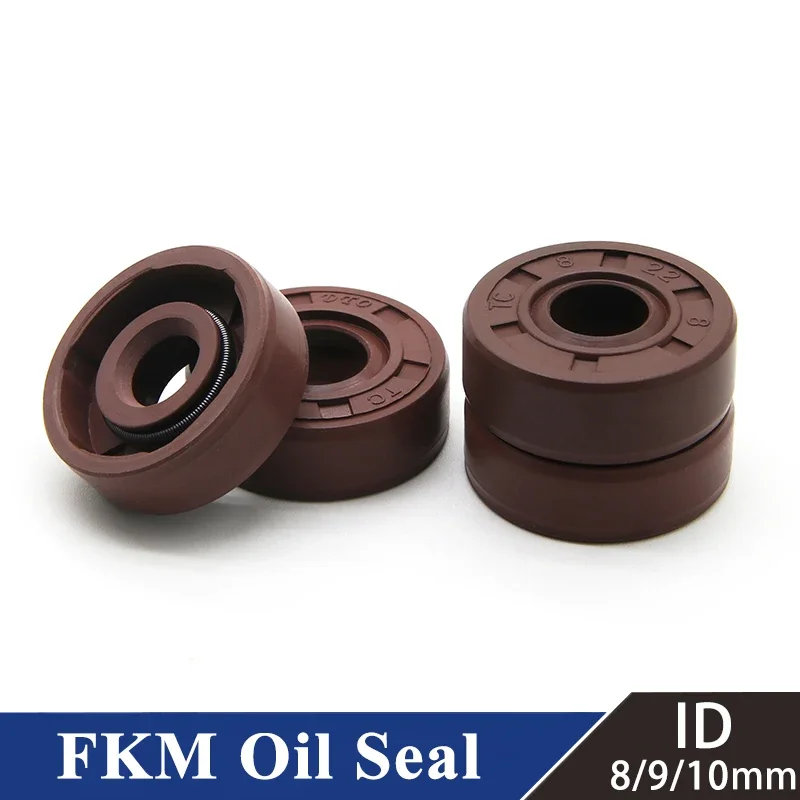 2/5pcs ID 8/9/10mm FKM Oil Seal TC-8/9/10x14/15/16/17/22/26/28x5/7/8/10mm Fluorine Double Lip Oil Seal