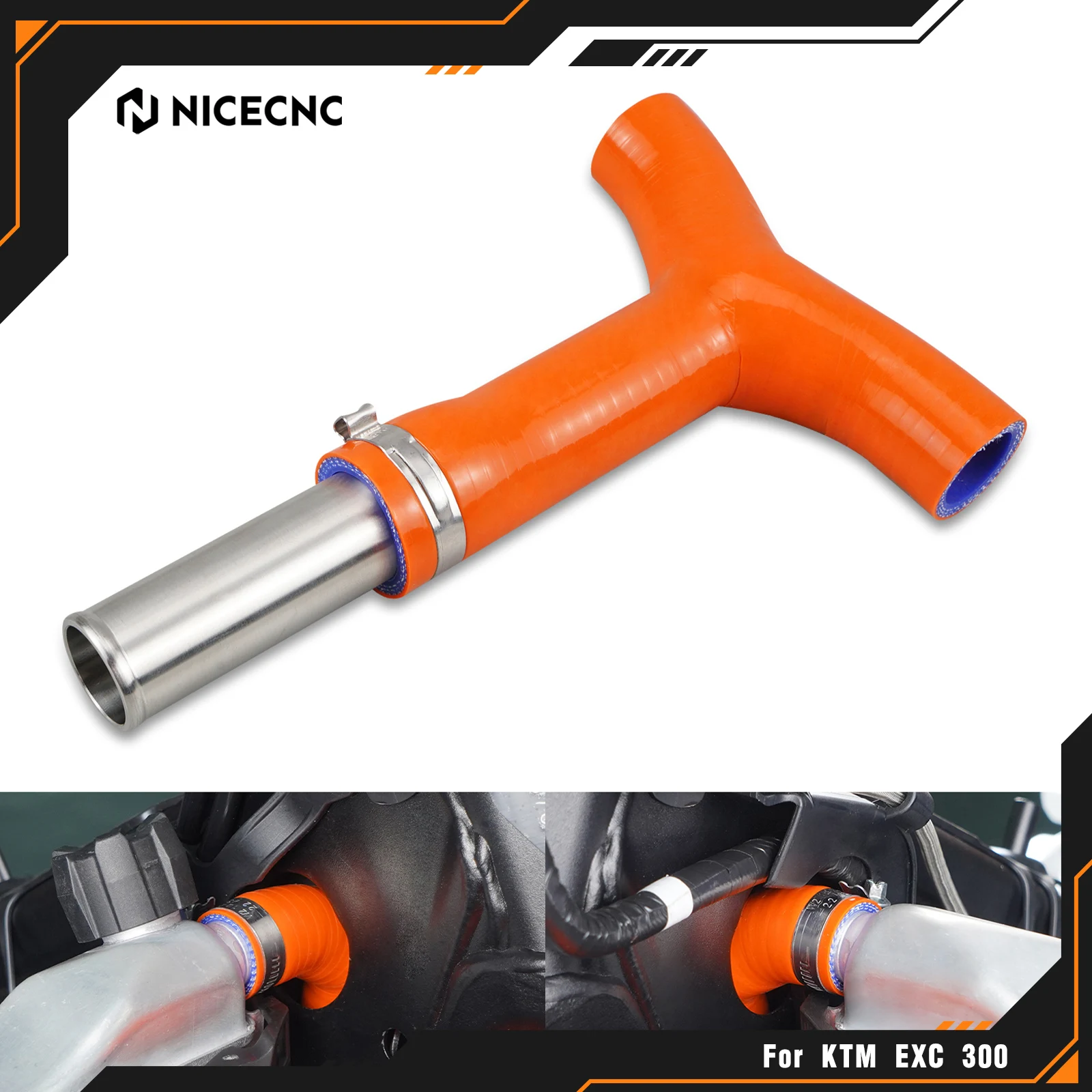 

NICECNC для KTM EXC 300 EXC-F 350 XCW 500 2020-2023 SX 125 SX-F 450 XC300 XC-F 250 2019-2022 193 мм шланг радиатора с Т-образной рамой K