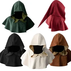 Medieval Priest Monk Wizard Short Cloak Cosplay Costume Witch Shawl Hooded Cape Pagan Cape Hat Fancy Dress Cape Halloween Gift
