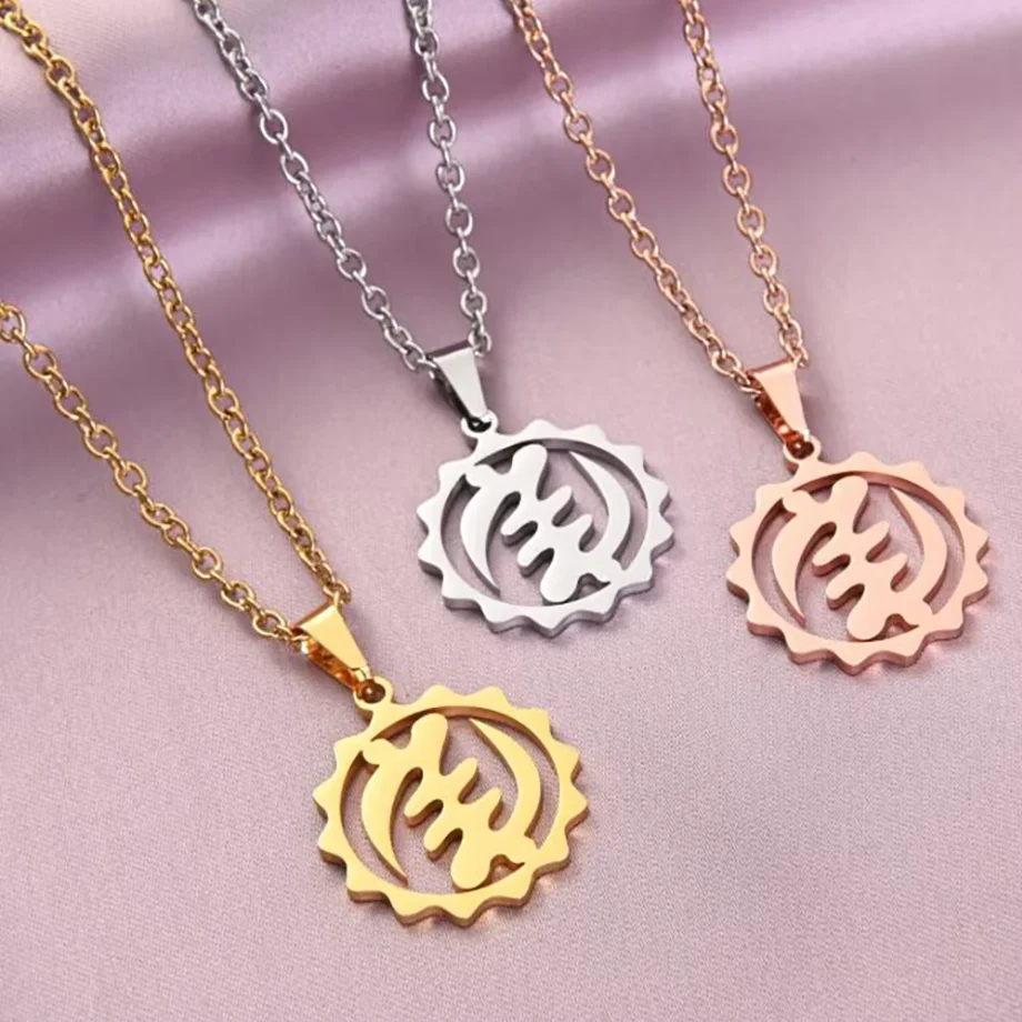 Custom African Adinkra Symbols Women's Pendant Necklace Gye Nyame Stainless Steel Charm Ethnic Jewelry Ghanaian Gifts