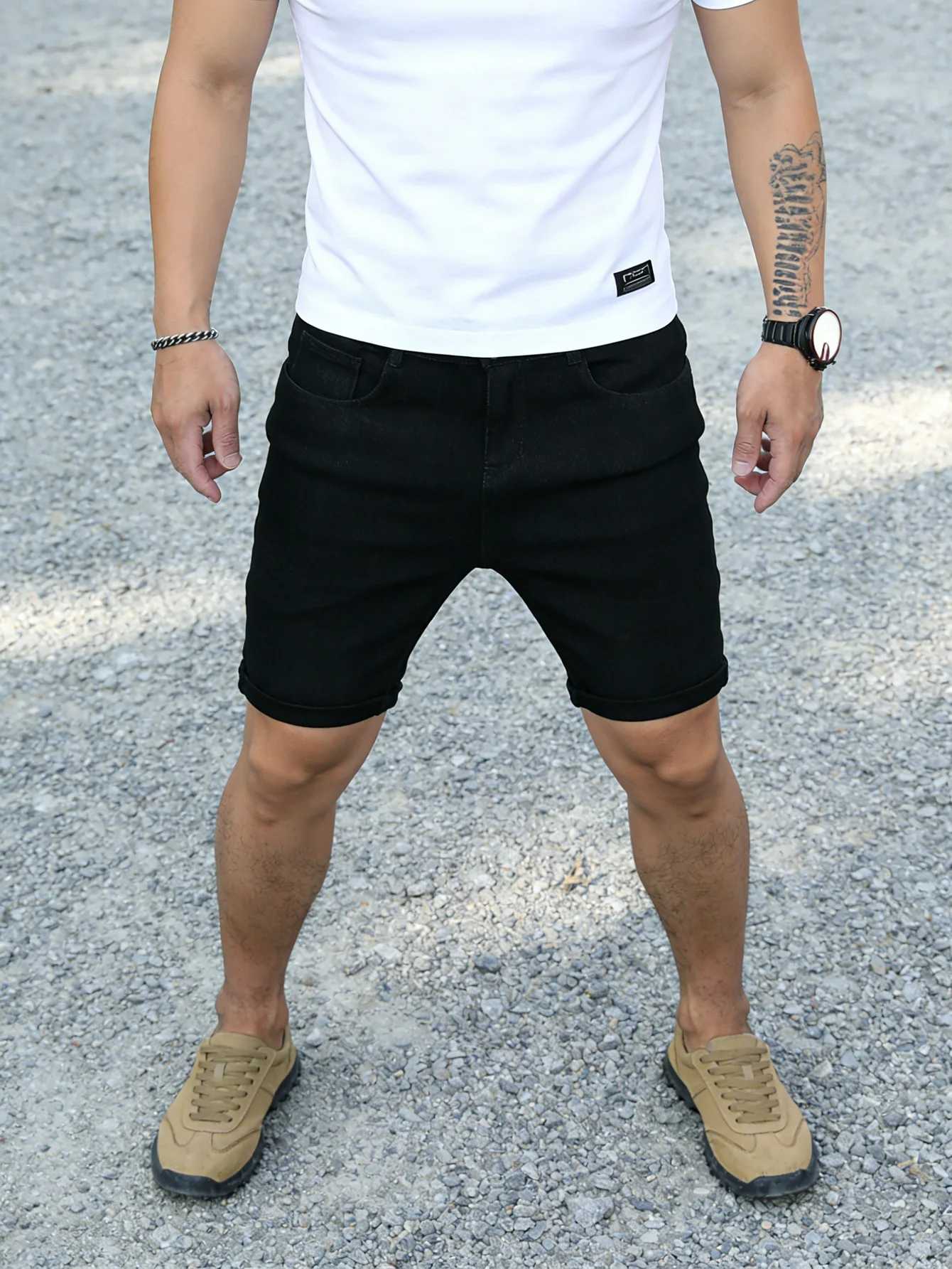 

Men's Slim Fit Black Stretch Jorts Fashion Drip Urban Style Man Pants Casual Daily Shorts