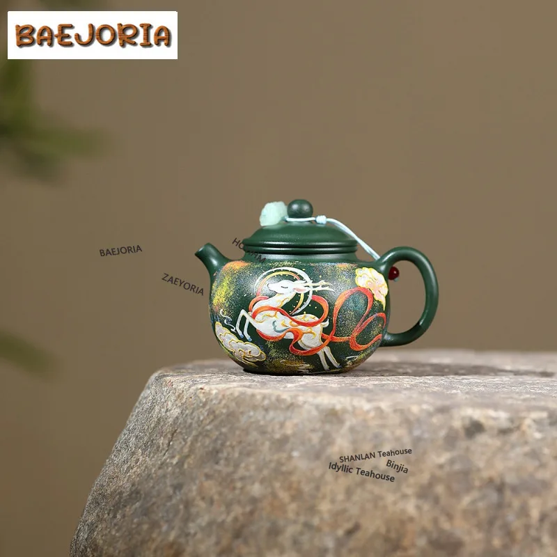 BAEJORIA 170ml Yixing Purple Clay Teapots Handmade A Deer Of Nine Colors Páo Zūn Pot Raw Ore Green Mud Kettle Zisha Tea Set Cha