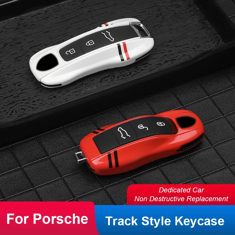 

For Porsche Car Track Key Fob Case Protective Shell Housing Cover For Cayenne Panamera Macan 911 718 Cayman Boxster Taycan