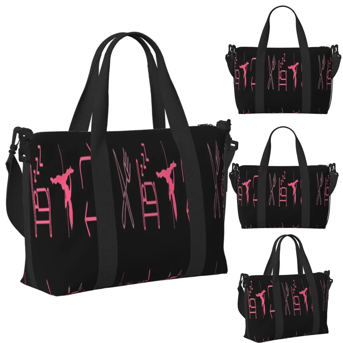

Custom Eat, Sleep, Pole Dance, Repeat - Black Icons Beach Travel Bag Tote Bags for Gym Sport Women Shopping Duffle Shoulder Bag