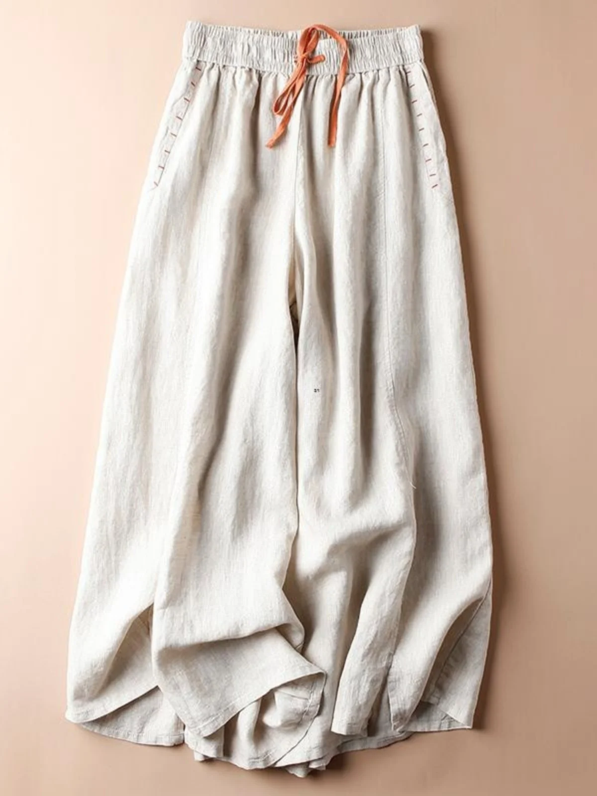 

Летние хлопковые льняные брюки-палаццо женские с высокой талией, свободные, в стиле юбки, для повседневной носки, тонкие, модные