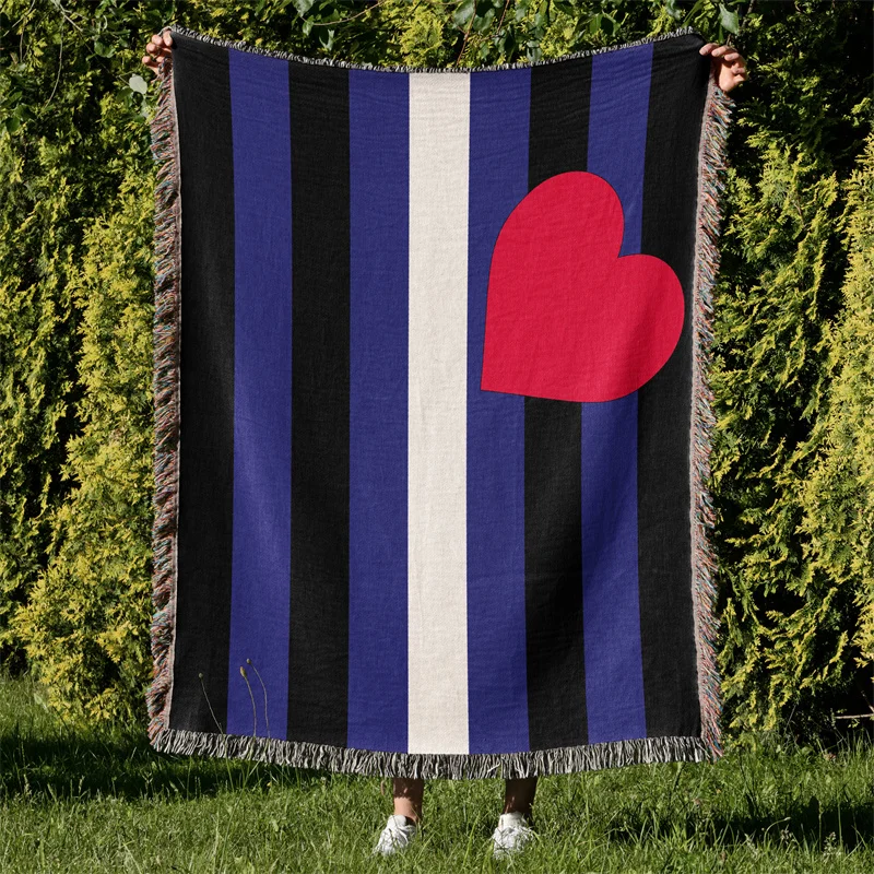 Aertemisi Leather Pride Flag Latex BDSM LGBT Rainbow Jacquard Fringed Woven Throw Blanket