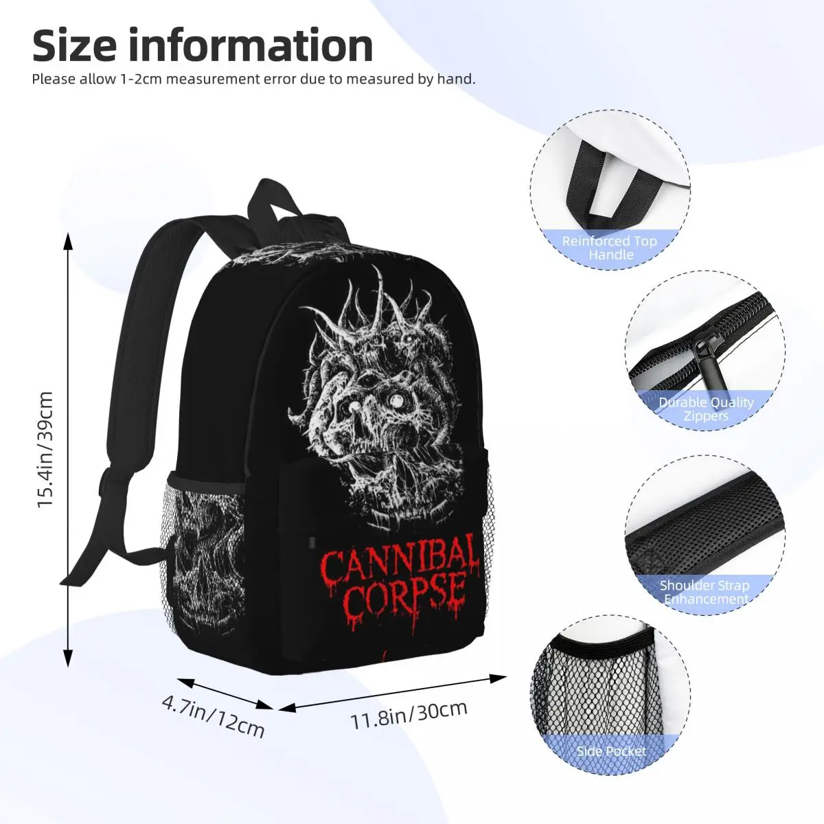 Cannibal Corpse Metal Skateboard Backpack Student Boys Girls BookBag Men Women School Bag Laptop Shoulder Bags