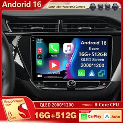 Android 16 For Opel Corsa F 2019 - 2023 2K QLED Android Car Radio Multimedia Video Player GPS AI Voice CarPlay Head Unit stereo