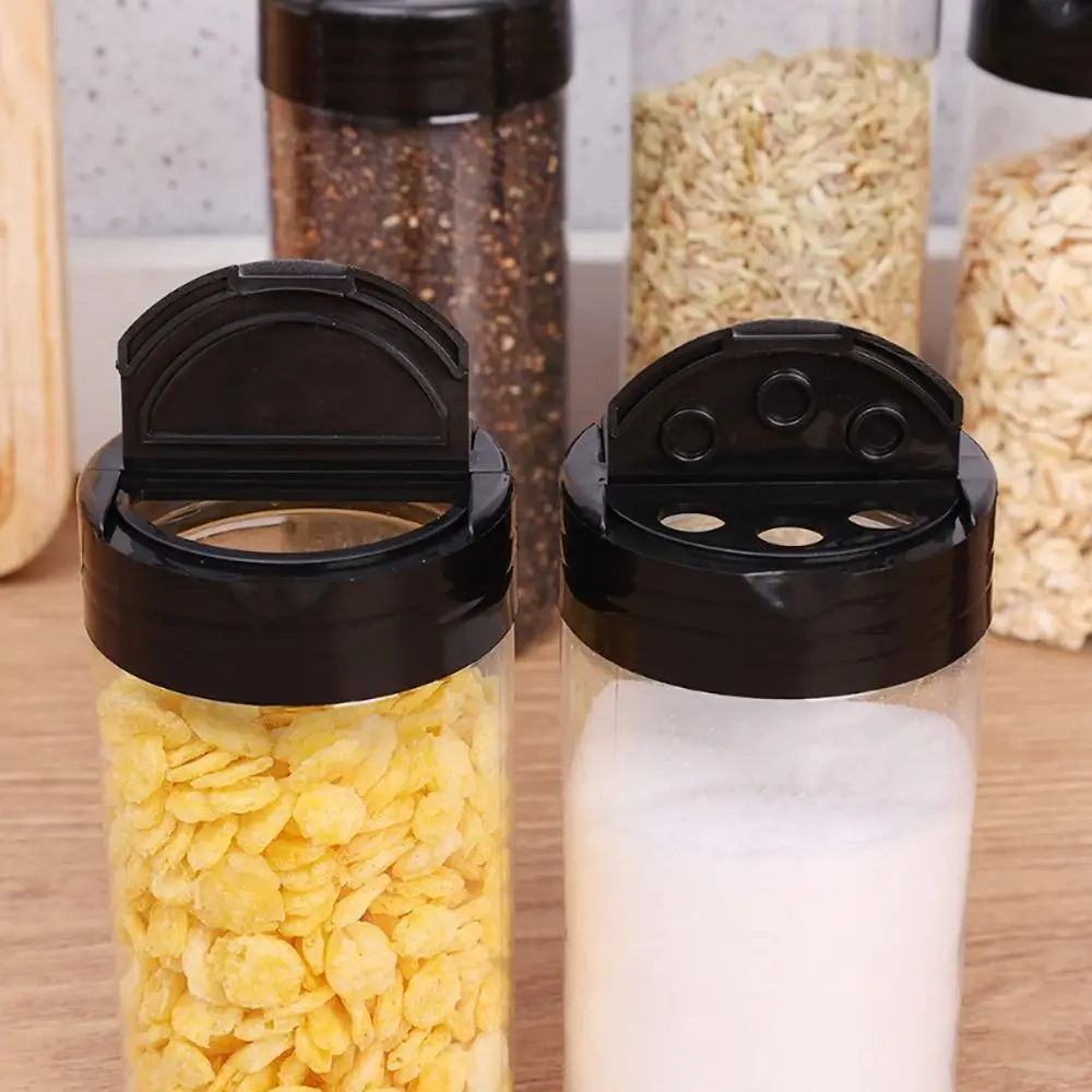 1Pcs with Butterfly Lids Labels Seasoning Bottle Double Cover Clear BBQ Condiment Box Plastic 100ml-300ml Spice Jars
