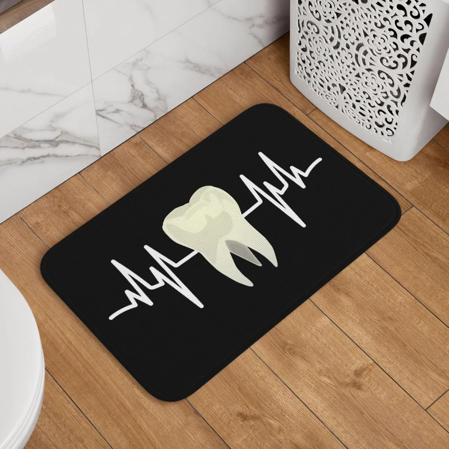 Dentist Doormat Tooth Heartbeat Lifeline Rug Washable Non Slip Floor Mat Welcome Sign For Dental Clinic Office Entrance