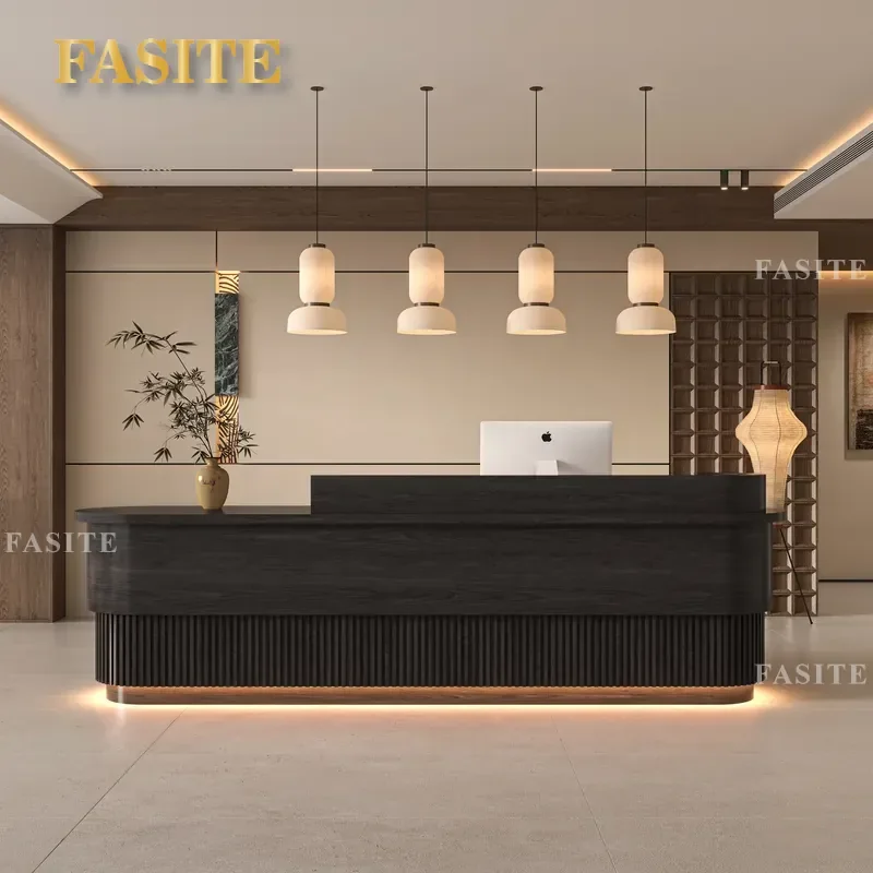 For Hotel Beauty Health Center Retro Reception Desk Chinese Style Front Desk Worktable Bar Checkout Counter Office