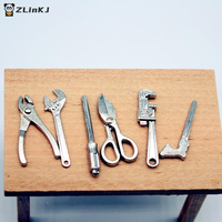 ▶6/8Pcs 1:12 Dollhouse Mini Alloy Adjustable Wrench Pliers Tools Set Miniature Repair Model Scene Props Doll House Decor Toy
