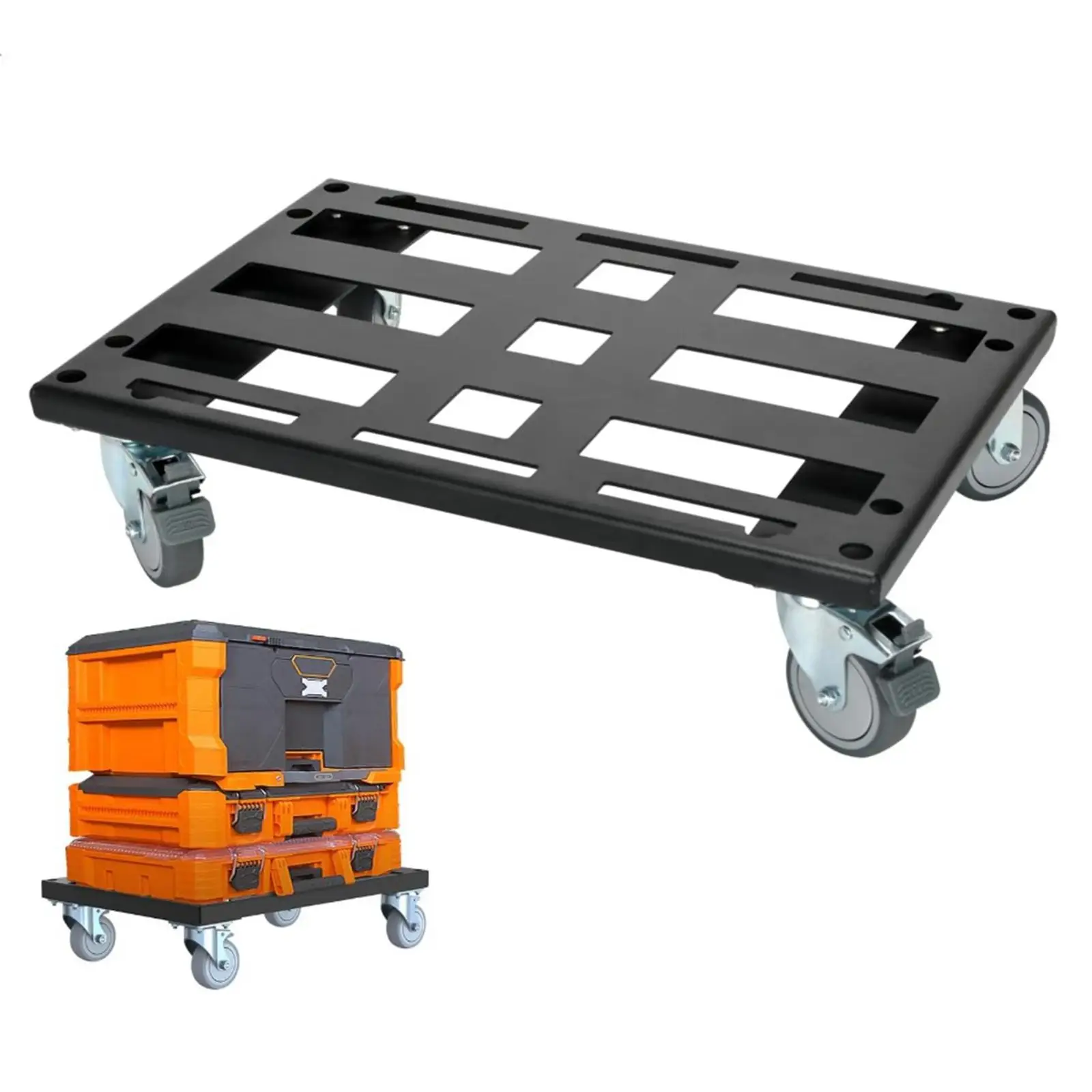 Tool Box Mobility Cart for Workshop with 4 Swivel Casters Rugged Steel Construction Moves Heavy Loads with Ease Metal Deck